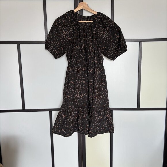Rails khloe dress in savannah Puff Sleeves Animal Print Size Medium Preppy Boho - Picture 3 of 14